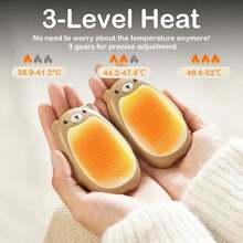 sweetfull 2pcs Cute Bear Reusable Hand Warmers Rechargeable 2000mAh*2 Fast Heating 3 Temperatures Adjustment Portable Pocket Warmer For Men & Women For Winter Essentials Halloween Christmas Gifts