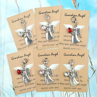 3pcs/6pcs Guardian Angel Keychains, Elf Angel Love Rhinestone Accessories, Stylish Angel Keychain Set, Creative Angel Key Chain, Perfect Gift For Angel Lovers, Party Favors