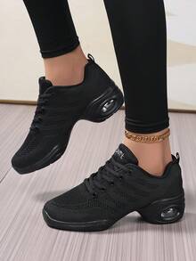 Women's Dance Shoes, Soft Bottom, Breathable Mesh, Suitable For All Seasons, Fitness, Square Dancing, Modern Dance - Black - View 4