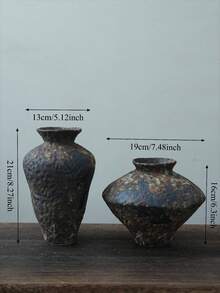 1 pièce Vase en céramique à motif asymétrique grossier, vase à fleurs vintage Wabi-Sabi avec glaçure martelée rouillée, décoration pour salon, bureau, chambre à coucher, bureau, convient pour diverses fêtes, arrangement floral de salle à manger