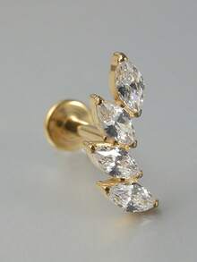 1PC G23 Solid Titanium Cz Flower Cartilage Earrings Stud 16G Internal Threaded Marquise Zirconia Helix Ear Tragus Piercing Body Jewelry