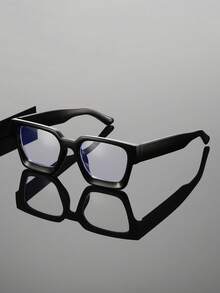 1 pieza Gafas ópticas de plástico con montura cuadrada de moda para hombres, gafas rectangulares clásicas de alta calidad adecuadas para computadora, oficina, decoración, luz, juegos