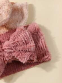 2pcs Newborn Cute Fluffy Bow Soft Breathable Baby Hair Accessories Set, Suitable For Daily Wear All Seasons