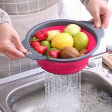 Collapsible Silicone Colander (Green) - Easy Storage, Ideal For Draining Pasta, Veggies & Fruits, Also Works As A Fruit/Berry Bowl, Must-Have For Campers - 綠色 - 查看 3