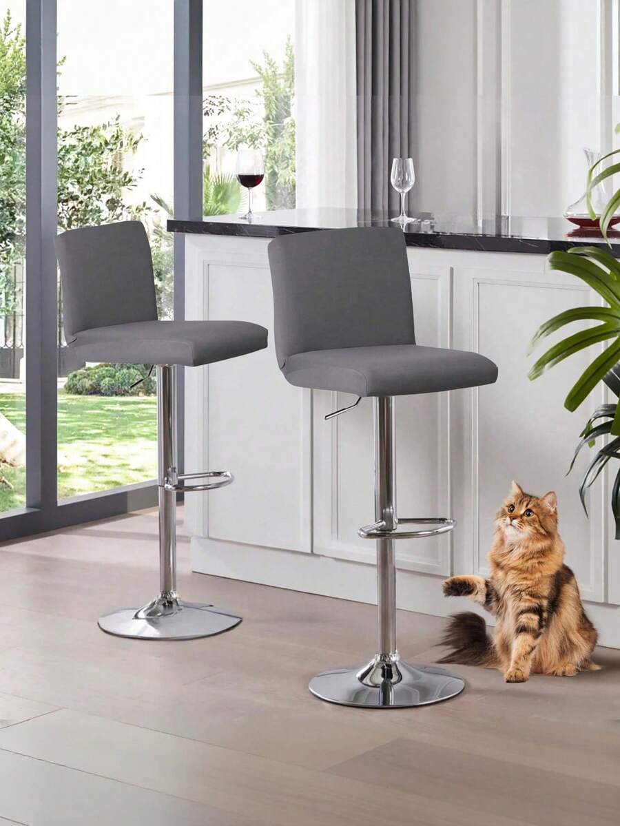 1 cái/2 cái/4 cái Vỏ bọc ghế quầy bar bằng lụa sữa trơn màu có thể tháo rời và giặt được, Vỏ bọc bằng polyester đàn hồi hiện đại chống bụi và chống bẩn cho gia đình, quán bar, khách sạn, câu lạc bộ, ghế xoay không tựa lưng - Màu be - Xem 1