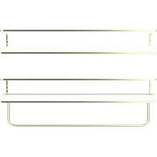Estantes flotantes - Juego de 2 estantes colgantes para montar en la pared con toallero dorado, estantes decorativos para el baño, la cocina, el salón y el dormitorio - Blanco + Oro - Ver 7