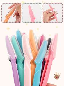 33件套。眉毛修剪器套装，眉毛修剪器，长柄眉毛修剪器，美容工具，用于眉毛修剪，剃刀，精密去角质工具眉毛修剪器，面部剃须刀片，眉毛修剪器刀片和剃须刀带保护套，用于去除面部和身体毛发，适合旅行，男女适用 - 彩色 - 查看 5