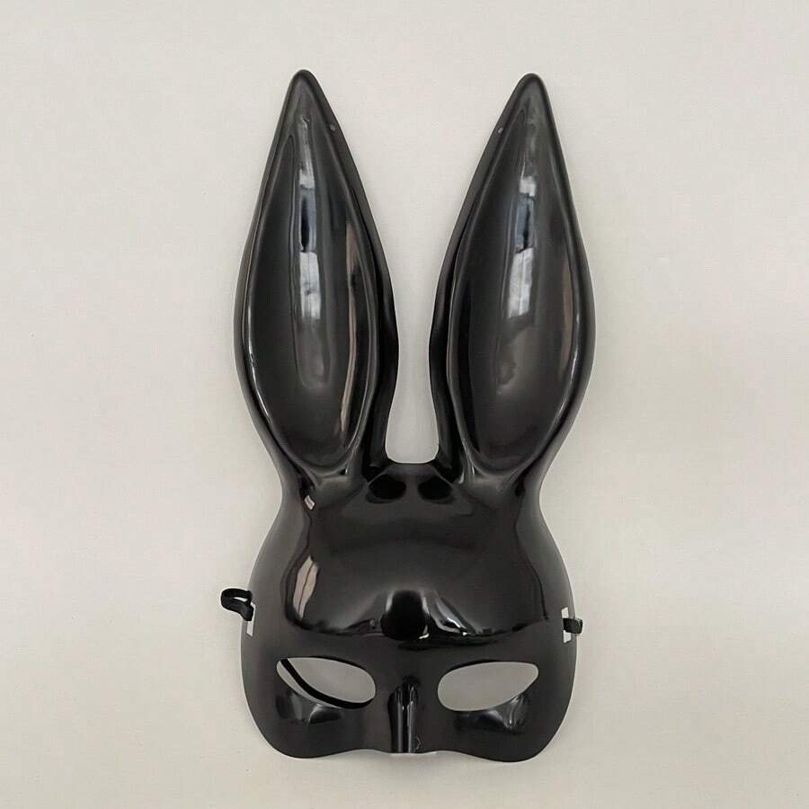 1pc Bunny Glossy Mask Black White Nightclub Masquerade Halloween Party Dress Up Mask - màu đen - Xem 1