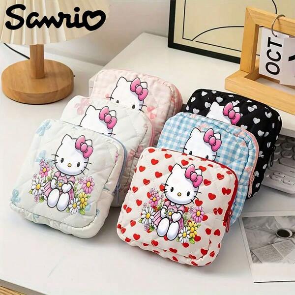 Sanrio 1 Sanrio Sanitary Pad Pouch – Cute My Melody & Kitty Polyester Bag, Hand-Washable, Cartoon-Style Storage For Pads And Personal Items, Perfect For Travel Or Home Use | Adorable, Good-Looking Design | Durable Material