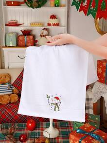 QIBHI 3/2/1pc Christmas Snowman Embroidered Bath Towel/Hand Towel, Christmas Gift, Couple Matching Party Towel/Bath Towel, Christmas Decoration Shower Towels For Beauty Salon, Hotel Sports,Home Essentials, Towel, Skin Care Bath Towel Sheet