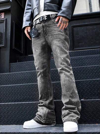 Quần jean denim co giãn ôm vừa vặn, quần jean cotton thường ngày giặt sờn, quần denim giặt túi xéo dành cho nam, quần jean ống đứng thường ngày công sở nhẹ, phù hợp với mọi mùa