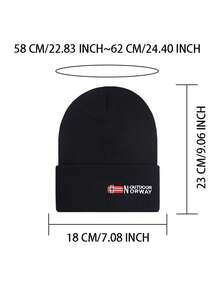 MLFO Norwegian Outdoor Letter Embroidered Knit Beanie, Soft Acrylic Brimless Hat, Nordic Style Christmas Gift, Minimalist Nordic Stroll, Unisex Autumn/Winter Warm Hat, Lightweight & Breathable - ARITZIA - View 9