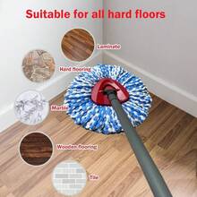 2-Pack Spin Mop Replacement Heads, Compatible With 2-Tank RinseClean System, Machine Washable Microfiber Mop Refills For Hard Floor Cleaning - Blue - View 11