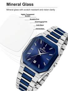 REWARD REWARD Men's Quartz Watch Business Fashion Style Timing Calendar Luminous Hands Multi-Functional Men Wristwatch High Quality Gift Classic Design Stainless Steel Watch Band