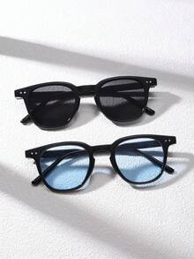 2 件男士时尚方形眼镜，适合日常佩戴海滩配饰眼镜墨镜街头风格，适合毛衣夹克运动衫连帽衫皮裤和工装裤，适合夏季海滩度假、户外、旅行 - 彩色 - 查看 6