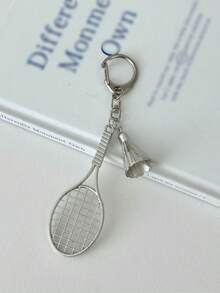 1pc Unisex Alloy Badminton Racket Keychain, Creative Minimalist Badminton Pendant Accessory For Phone Case, Earphone Case, Bag, Car Key Chain - Multicolor - View 1