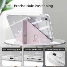 可爱平板电脑保护套，兼容 iPad 第 11 代 A16 2025、第 10 代 10.9 英寸、iPad Air 第 4 代、第 5 代 10.9 英寸、iPad Air 11 M3 2025、第 7 代、第 8 代、第 9 代 10.2 英寸，带笔槽，兔子蝴蝶结图案，适合女性使用。