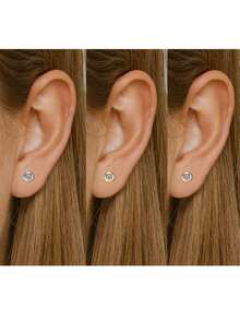 XUJIA 1 Pair 925 Sterling Silver Round Cut 3mm-0.1ct Moissanite Women's Fashion Small Hoop Earrings, Jewelry Gift For Valentine's Day Anniversary, Birthday Present For Girlfriend