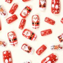 Christmas Best-Seller Cute Cartoon Press On Nails |   Santa, Snowflake & Reindeer Design