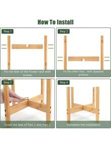 1 pièce Grand support de plante en bambou pour une utilisation intérieure et extérieure - support multi-niveaux pour pot de fleurs, étagère de jardin robuste pour la décoration de la maison et du bureau, support de plantation de style simple