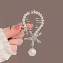 1pc Rhinestone Decorated Scrunchie With Tassel, Multi-Style Hair Claw Clip For Bun, Ponytail, Elegant & Luxurious Hair Accessory, Claw Clips, Hair Claws, Hair Slide, Hair Barrettes