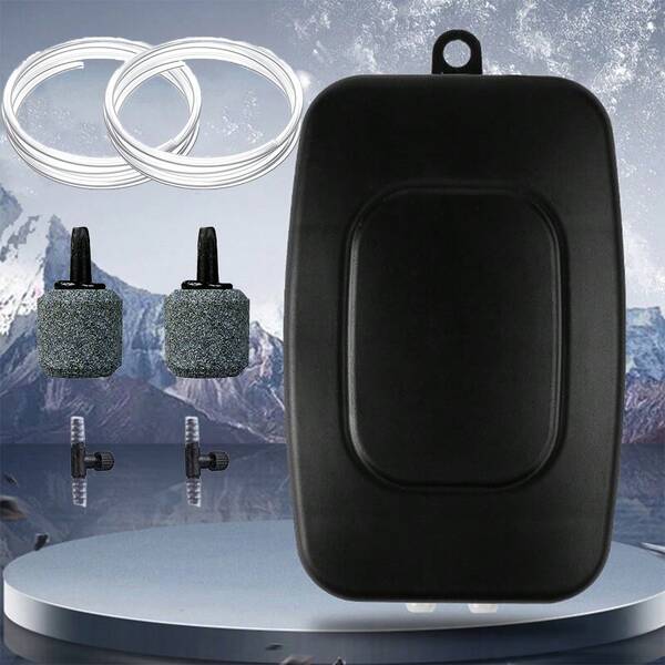 مضخة هواء بمنفذ USB، مضخة هواء منزلية، صغيرة الحجم، هادئة التشغيل، ذات منفذين، منظم أكسجين قابل للتعديل، مضخة هواء للأسماك خارج المنزل والأحواض، مضغوطة وسهلة الاستخدام، مناسبة للأسماك والروبيان والسلطعون والسلحفاة والصدف وما إلى ذلك.