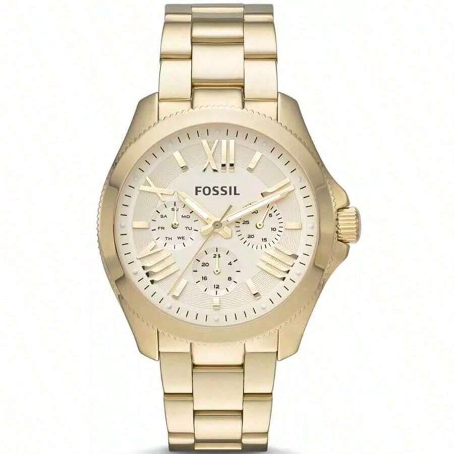 Fossil Reloj de mujer de cuarzo con tres agujas de acero inoxidable, caja de acero inoxidable/lente resistente a los arañazos, una opción de regalo preciada para amigos y seres queridos. AM4510 - Dorado - Ver 1