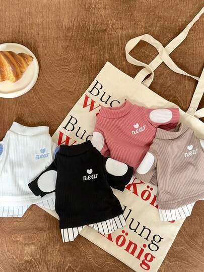 Spring & Autumn Pet Dog & Cat Patchwork Embroidery Poodle Bichon Frise Teddy Knitted Sweater