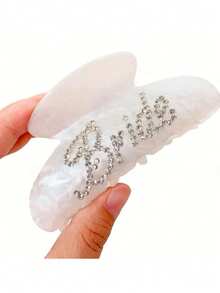 1Pc,Bride Claw Clip, White Acrylic Hair Clip, Rhinestone Bride Logo | Bridal Shower Or Getting Married Party Decorations, Bridesmaid Gift, Bridal Shower, Wedding,Hen Party