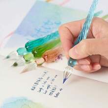 طقم قلم غمس زجاجي، يشمل قلم خط، زجاجة حبر، مناسب لحبر قلم الحبر، خط زجاجي حلزوني مصنوع يدويًا، قلم غمس زجاجي عتيق، لوازم رسم فني، قابل لإعادة التعبئة بالحبر، قلم حبر خط جميل