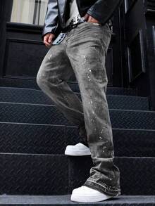 Modcrash Slim Fit Stretch Denim Jeans, Distressed Washed Cotton Casual Jeans, Slant Pockets Washed Denim Trousers For Men, Lightweight Business Casual Straight Leg Jeans, Suitable For All Seasons Spring To Summer , Retro American, Unisex, Relaxed Fit Summer Outfits – Suitable For Everyday Wear And Summer Holiday Outfits. - Grey - View 5
