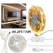 Dải đèn LED 50FT dùng nguồn USB, đèn chiếu sáng linh hoạt màu trắng ấm dùng cho đèn nền TV, phòng ngủ, phòng khách, Halloween, bàn làm việc, du lịch, cắm trại, tiệc tùng - Bao gồm nguồn sáng chụp đèn bằng nhựa, đồ trang trí Halloween, đồ trang trí Giáng sinh, quà tặng Giáng sinh, đồ trang trí Giáng sinh - Trắng ấm - Xem 11