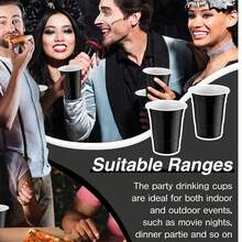 50/30/10/5 كوب أسود قابل لإعادة الاستخدام، أكواب حفلات ذهبية، أكواب متينة عالية الجودة، أكواب لعبة تنس الطاولة، أكواب عصير، أكواب مشروبات، سعة 16 أونصة، خيارين لونيين، مناسبة للاحتفالات والحفلات والأعياد والأعياد الميلادية والأعراس وديكور عيد الميلاد وعيد الشكر والهدايا لرأس السنة