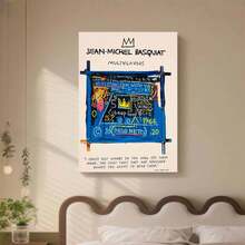 Framed Canvas Poster Print Wall Art 1pc Jean-Michel Basquiat "Multi Flavors"  Canvas Art - Vibrant Blue Wooden Crate Design With Colorful Text & Illustrations, Modern Wall Decor For Living Room Or Bedroom,  Living Room Art | Vibrant Wall Art | Wooden Frame Art, Canvas Wall Art Ready To Hang - Framed(Framed) - View 5