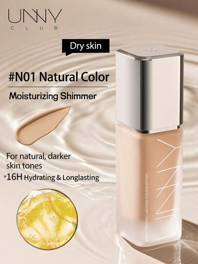 unny club 30g 持久全覆盖粉底液，适合干性皮肤，无瑕疵，隐形毛孔，运动妆容，转移，防汗防水，保湿闪光，瓷器