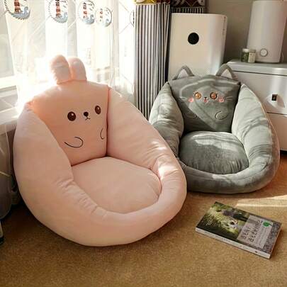 1 pezzo Cuscino da pavimento con design a cartone animato - Tessuto morbido e rotondo, perfetto per rilassarsi e leggere, comfort adatto per tutto l'anno per camera da letto, balcone o seduta della finestra a bovindo | Design divertente, cuscini da pavimento in poliestere morbido e durevole con simpatici cartoni animati - Tappetino da sedia circolare intrecciato morbido e spesso, ideale per lettura rilassante o poltrona reclinabile, comfort per tutto l'anno