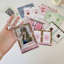 1" DIY Photo Frame Keychain, Korean Style Aesthetic Film Paper Clip Frame, Student Scrapbooking Decor Adhesive Photo Holder