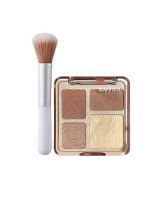 Paleta de contorno y iluminador de 4 colores - Maquillaje mate y con brillo para esculpir el rostro y lograr un brillo natural duradero y de fácil mezcla (se puede usar con un pincel)