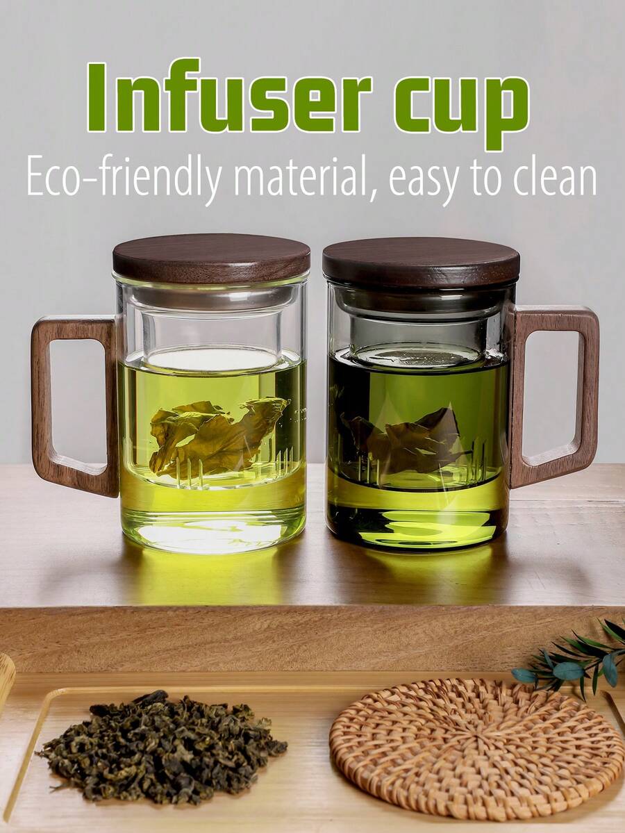 三件套玻璃茶壶套装。便捷的泡茶套装。茶具套装。包含茶叶过滤器。采用高硼硅玻璃制成。适用于散装茶叶，内置过滤器，茶壶带过滤器，木柄盖杯。可微波炉加热，兼容保温器和炉灶。非常适合冲泡茶、咖啡、牛奶。适用于客厅、厨房、办公室、茶会等场合。精美礼品。