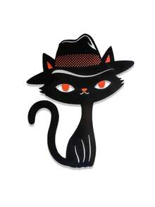 Gato negro y naranja creativo, artesanía de metal, decoración para jardín, patio, balcón, ambiente de fiesta, decoración linda, se puede colgar en paredes, árboles, regalo ideal para fiestas y cumpleaños