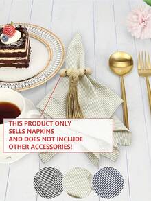 6pcs Modern Minimalist Fresh Lightweight Breathable Striped Polyester Napkins, Suitable For Home, Daily Use, Party, Banquet, Picnic, Tabletop Decor, Wiping Cups - Multicolor - View 3