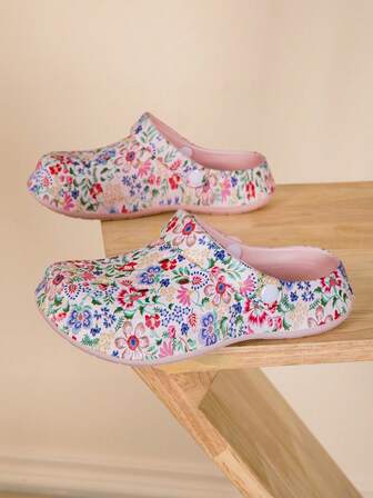 新款女士花园鞋，可调节宽松平底鞋，卧室/旅行/沙滩毛绒拖鞋，包趾拖鞋