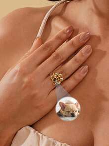 Customized Dog Paw Projection Ring, Pet Photo Ring, Pet Memorial Jewelry, Projection Jewelry, Puppy Photo Ring, Gift For Mom, Christmas Gift For Her