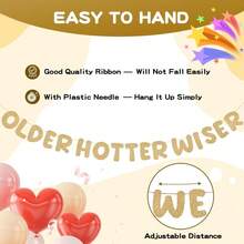 Older Wiser Hotter Glitter Banner Party Decorations Funny Cute Women's Birthday Banner For 30th 40th 50th 60th 70th 80th Birthday Celebrations Champagne Gold Sparkling Confetti Accents Ideal For Birthday Parties Home Decor And Special Milestone Events - 香檳金 - 查看 3