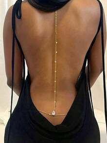 1pc Elegant Sexy Raindrop Chain Backless Necklace, Suitable For Women Any Occasion - Vàng 2 - Xem 6