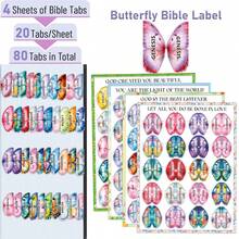 80-Piece Butterfly Bible Label Index Tabs ,ButterFly Design, Easy NavigationLarge Font Sacred Text Easy Peel-Off Labels For Faith-Based Study Bibles & Diaries, Perfect Gift For Believers