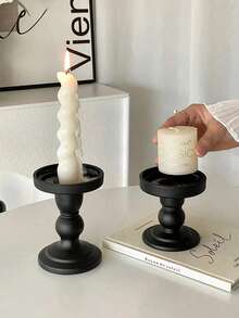 1 pièce Bougeoir en fer vintage noir, ornement décoratif