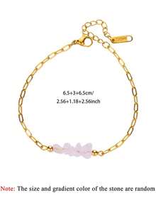 Pulsera y tobillera delicada de acero inoxidable con gradiente de color de ágata artificial, chapada en oro de 18K, impermeable, joyas doradas para fiestas, vacaciones en la playa, regalos para la mejor amiga/hija