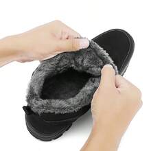 Winter Plush Lined Snow Boots For Dad And Mom, Warm And Non-Slip Casual Shoes For Elderly, Comfortable And Lightweight With Soft Cushioning, Hook And Loop Shoelaces, Black And Gray, Suitable For Daily Wear, Walking, Outdoor Hiking, And Snow Activities In Cold Winter Weather