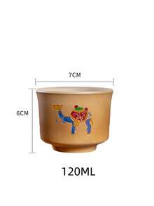 1 pieza Taza de espresso de cerámica gruesa de Oriente Medio - Taza de cerámica esmaltada hecha a mano con patrón de camello - Cerámica creativa - Regalo de recuerdo - Camello del desierto - Taza de agua - Taza de té